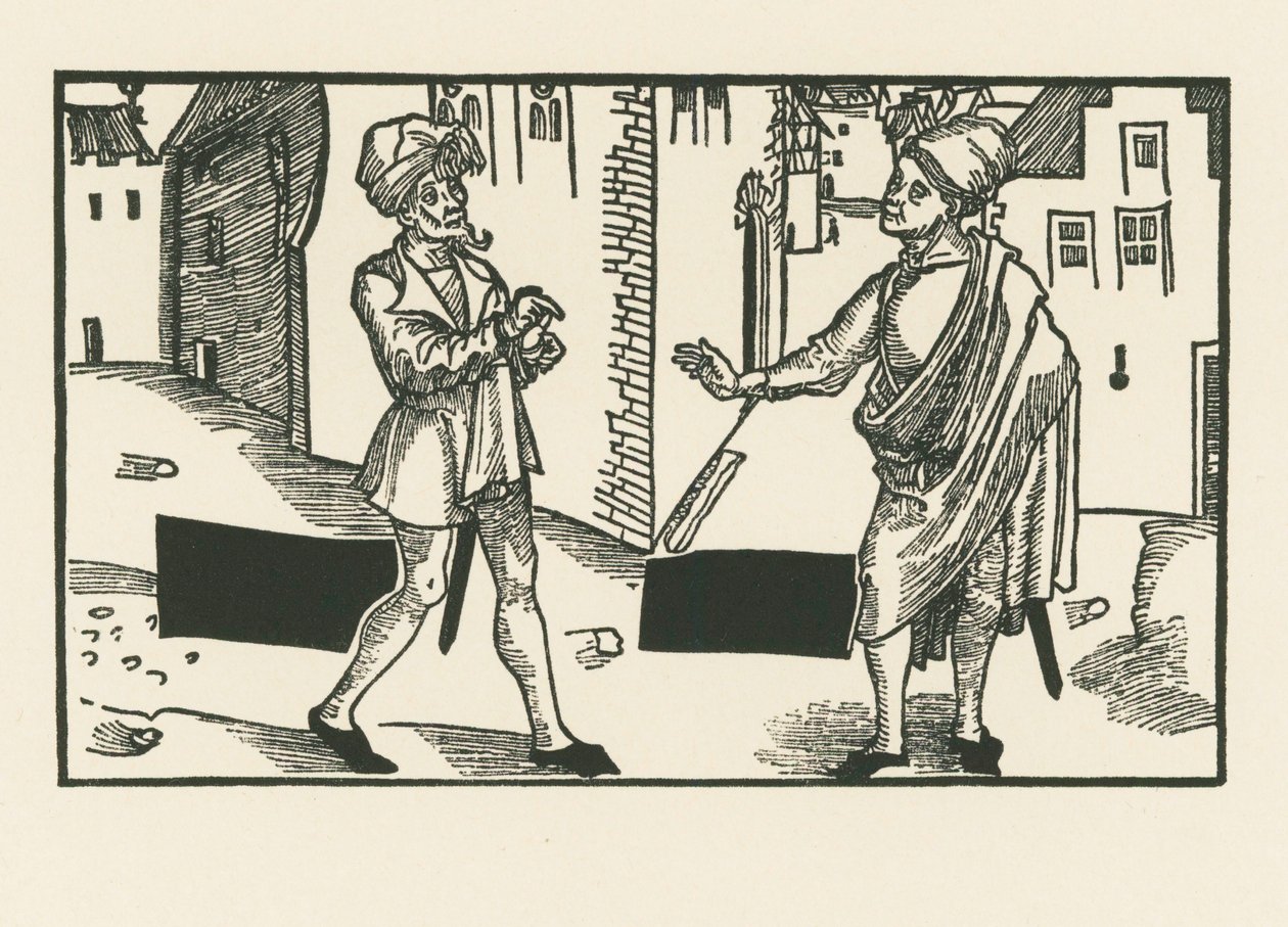 Sannio ja Syrus, noin 1492-93 (puupiirros). tekijältä Albrecht Dürer or Duerer
