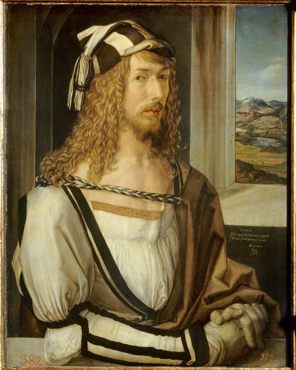 Albrecht Durerin (1471-1528) omakuvamaalaus 1498 su. 0,52x0,41m. Madrid Prado -museo tekijältä Albrecht Dürer