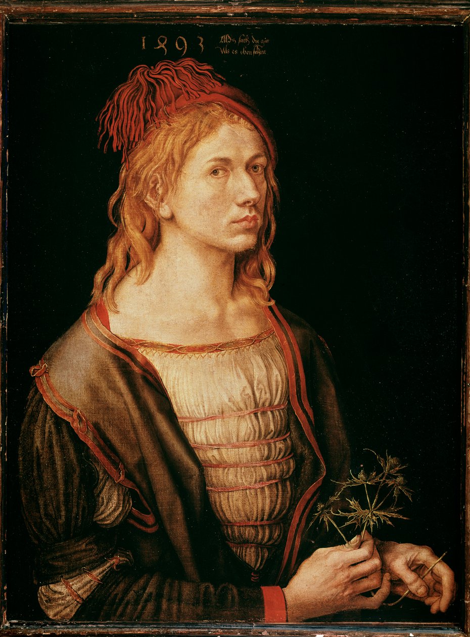 Omakuva ohdakkeella (maalaus, pergamentiliima kankaalle tekijältä Albrecht Dürer