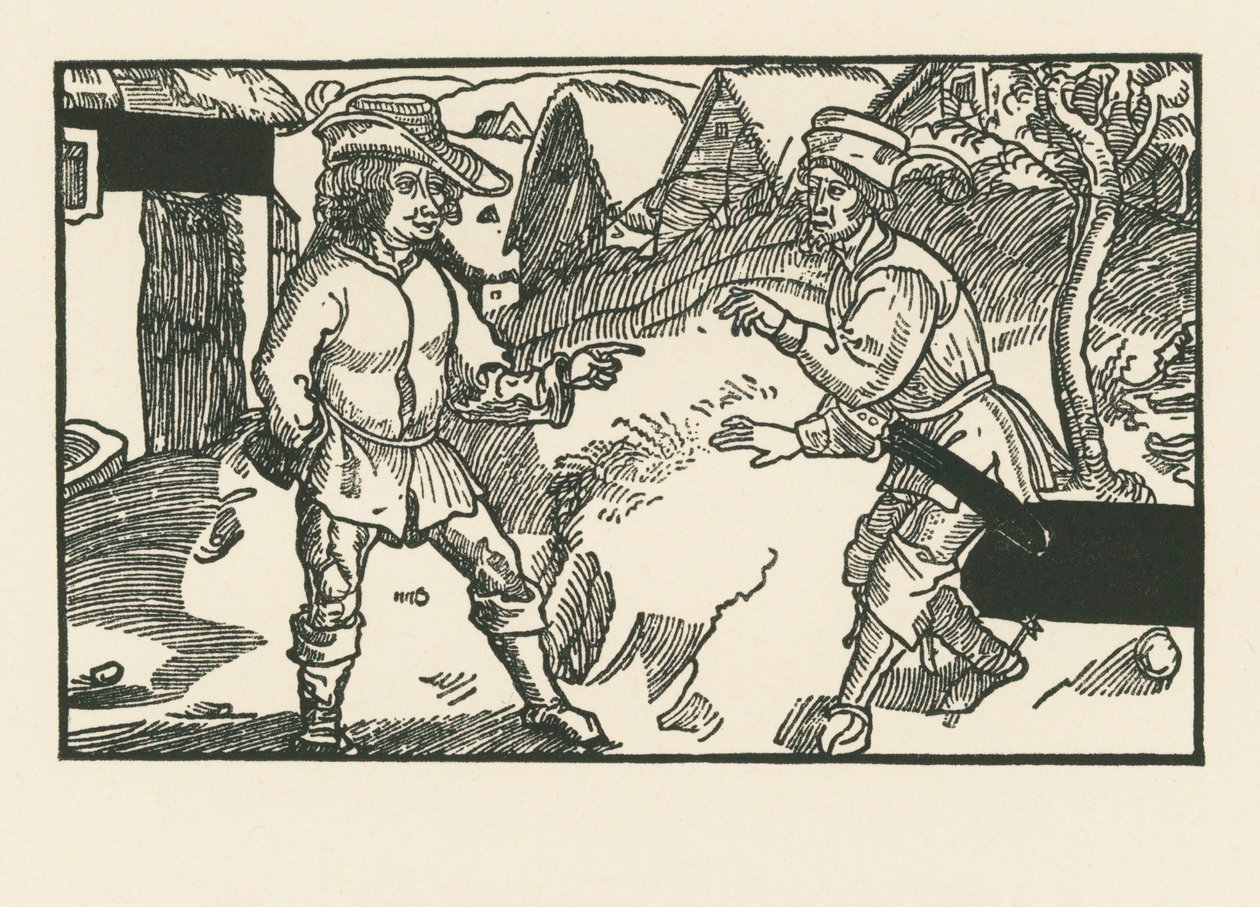 Syrus ja Chremes, noin 1492-93 (puupiirros). tekijältä Albrecht Dürer or Duerer