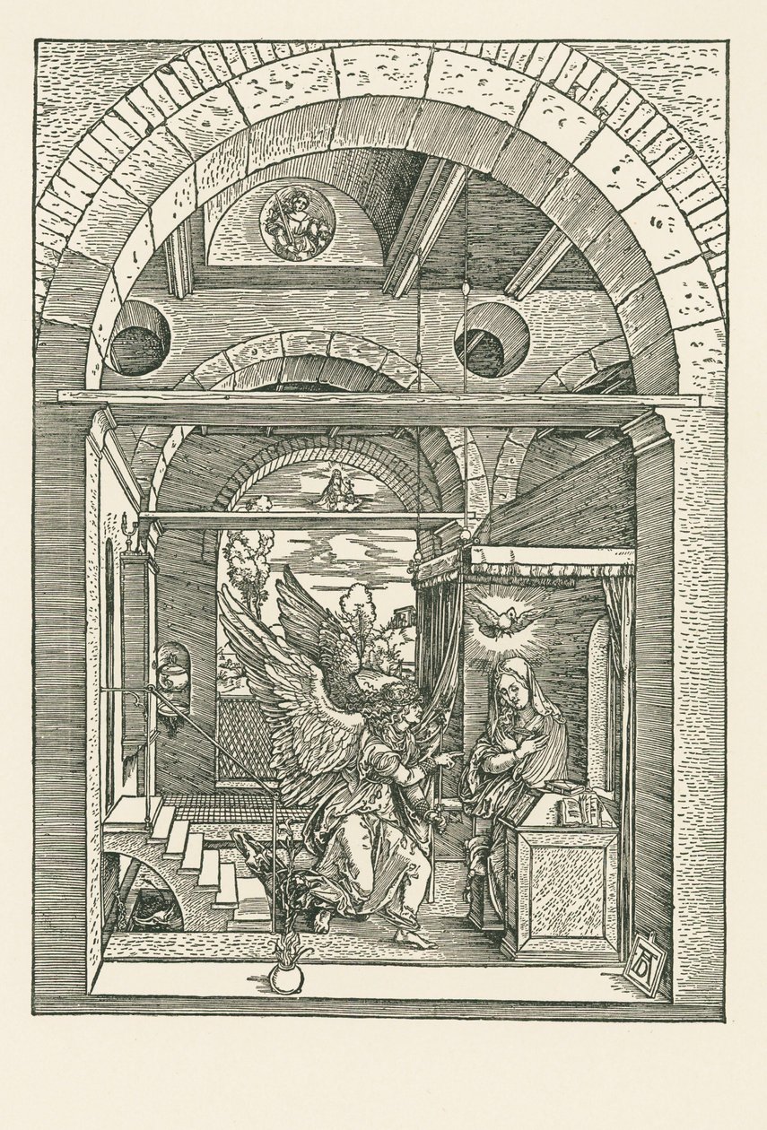 Marian ilmestys, noin 1503 (puupiirros). tekijältä Albrecht Dürer or Duerer