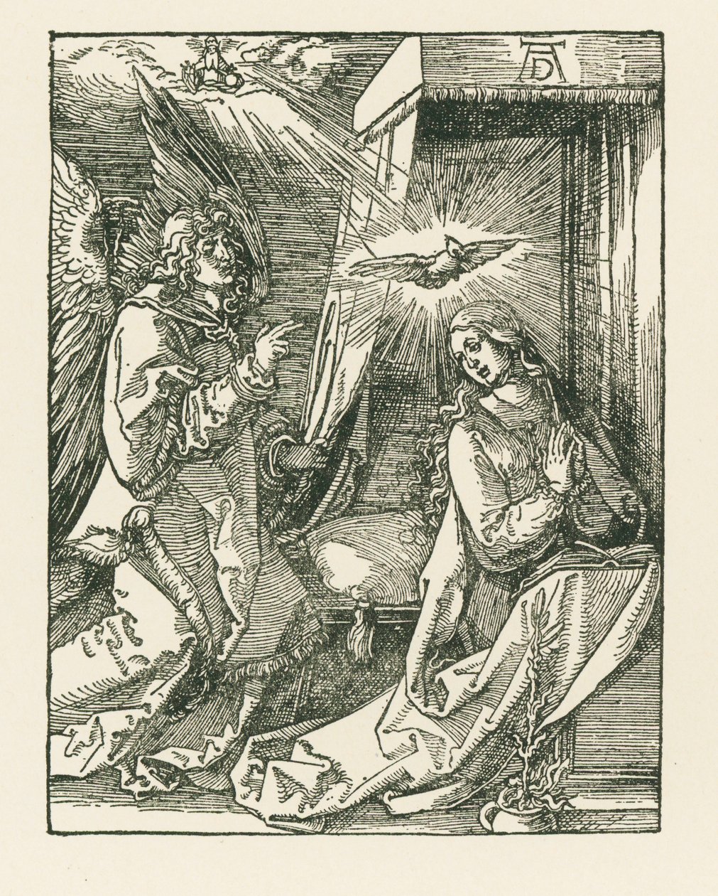 Marian ilmestys, noin 1510 (puupiirros) tekijältä Albrecht Dürer or Duerer