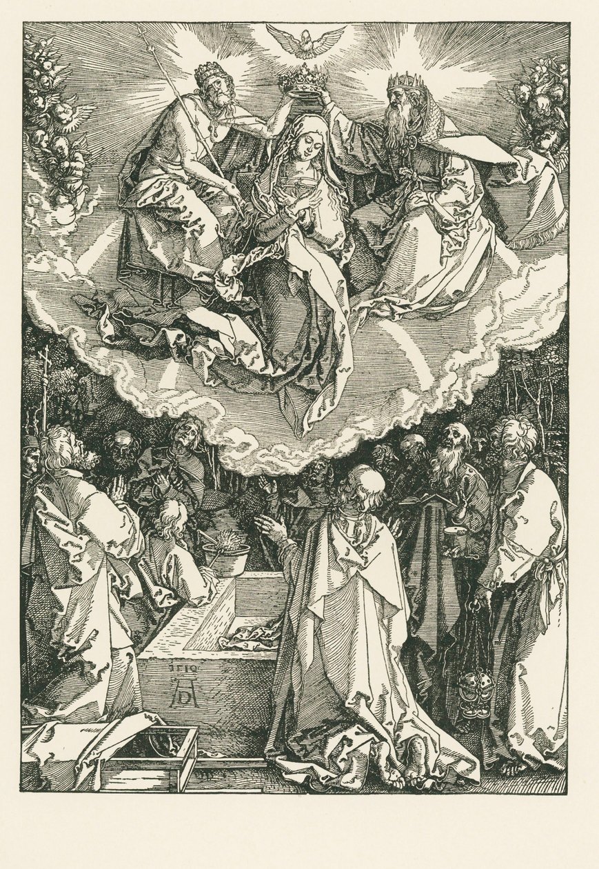 Neitsyt Marian taivaaseenastuminen ja kruunajaiset tekijältä Albrecht Dürer or Duerer
