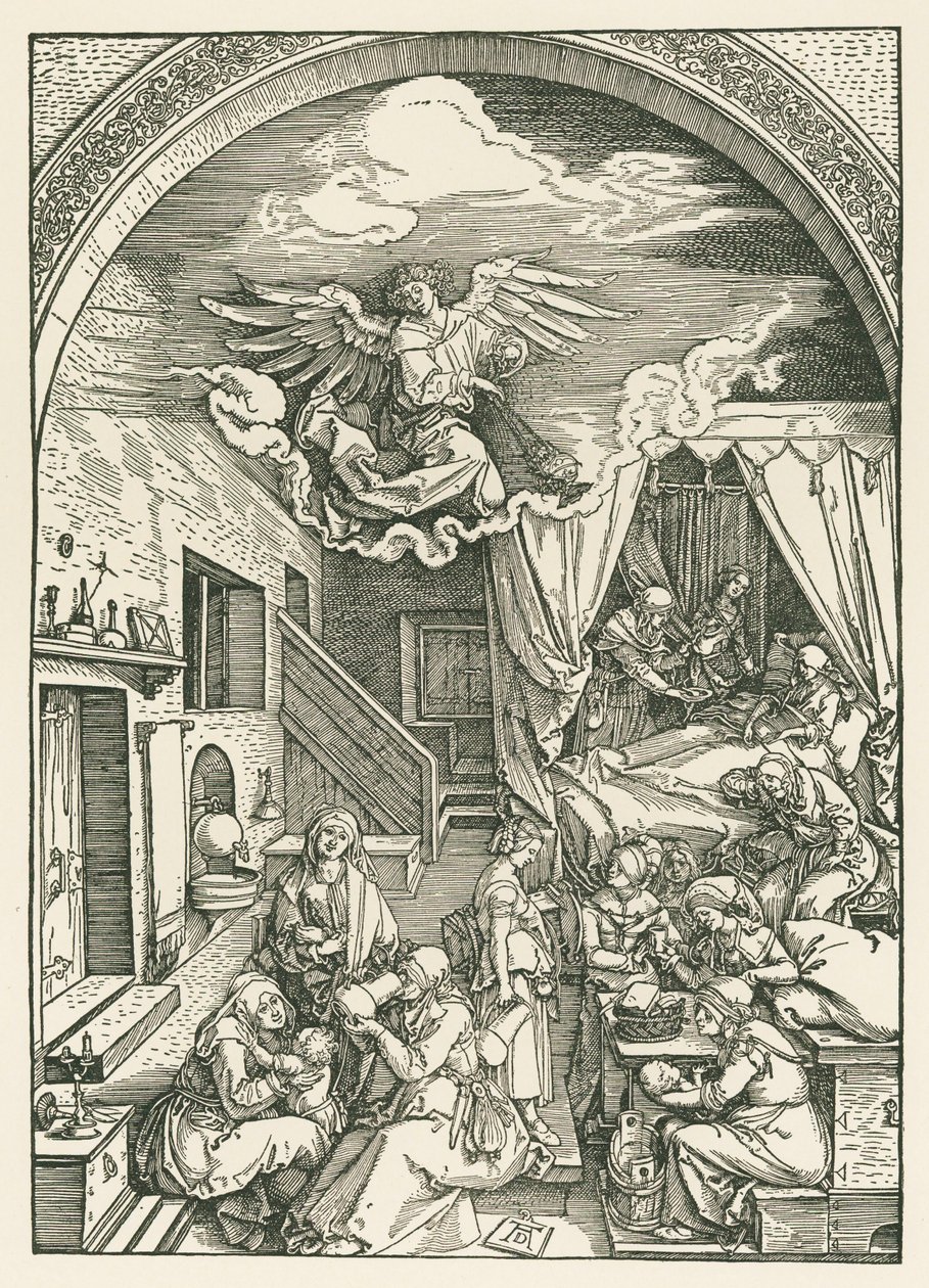Neitsyt Marian syntymä, noin 1503 (puupiirros). tekijältä Albrecht Dürer or Duerer