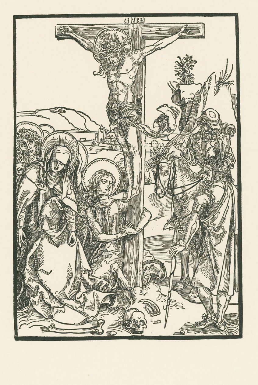 Ristiinnaulitseminen, noin 1500 (puupiirros) tekijältä Albrecht Dürer or Duerer