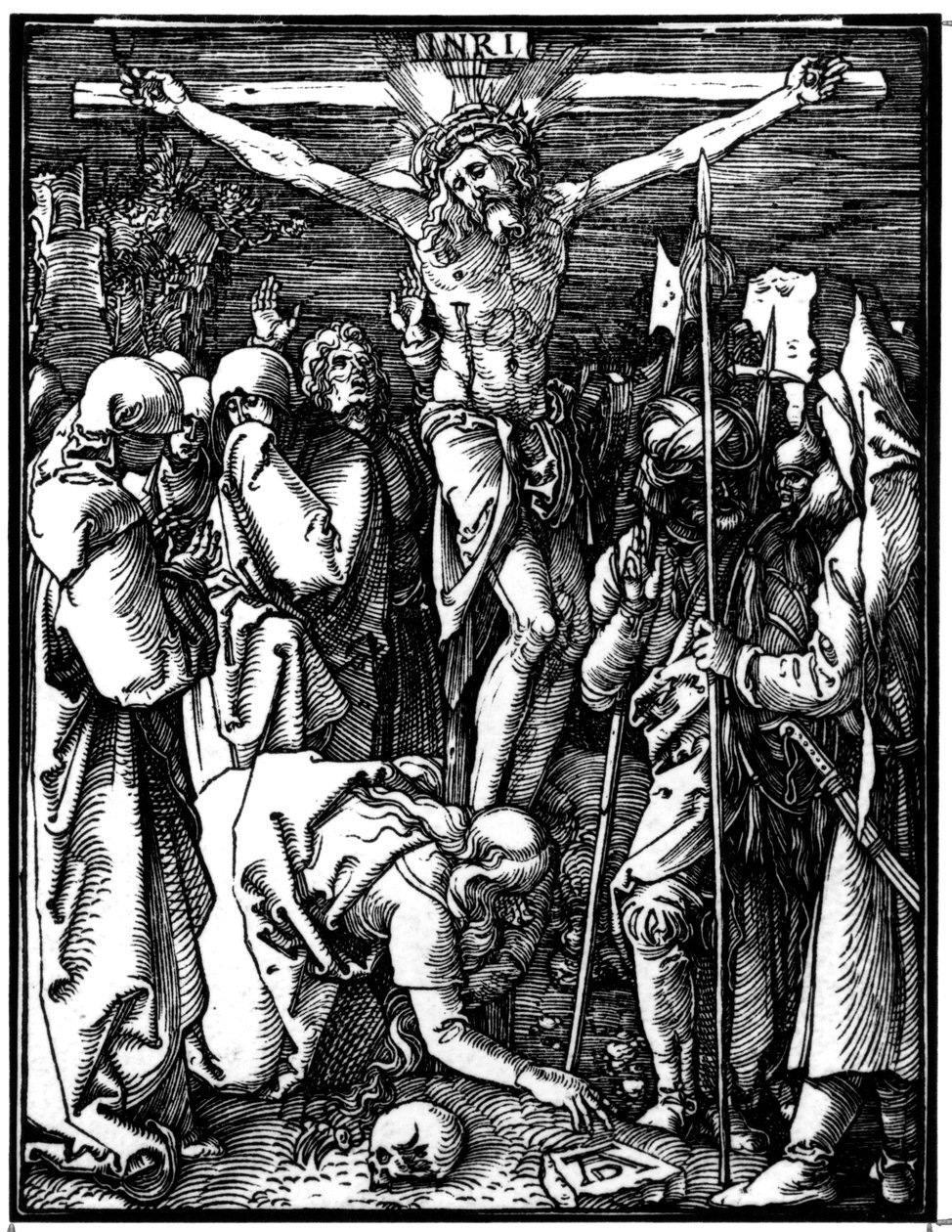 Ristiinnaulitseminen, pienestä passiosta, n. 1509-1111 (puupiirros) tekijältä Albrecht Dürer