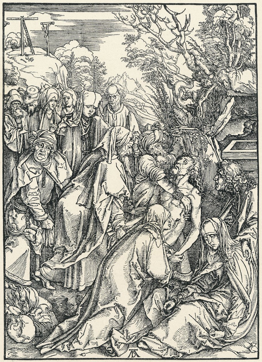 The Tombment, suuresta passiosta, n. 1496-1497 (puupiirros) tekijältä Albrecht Dürer