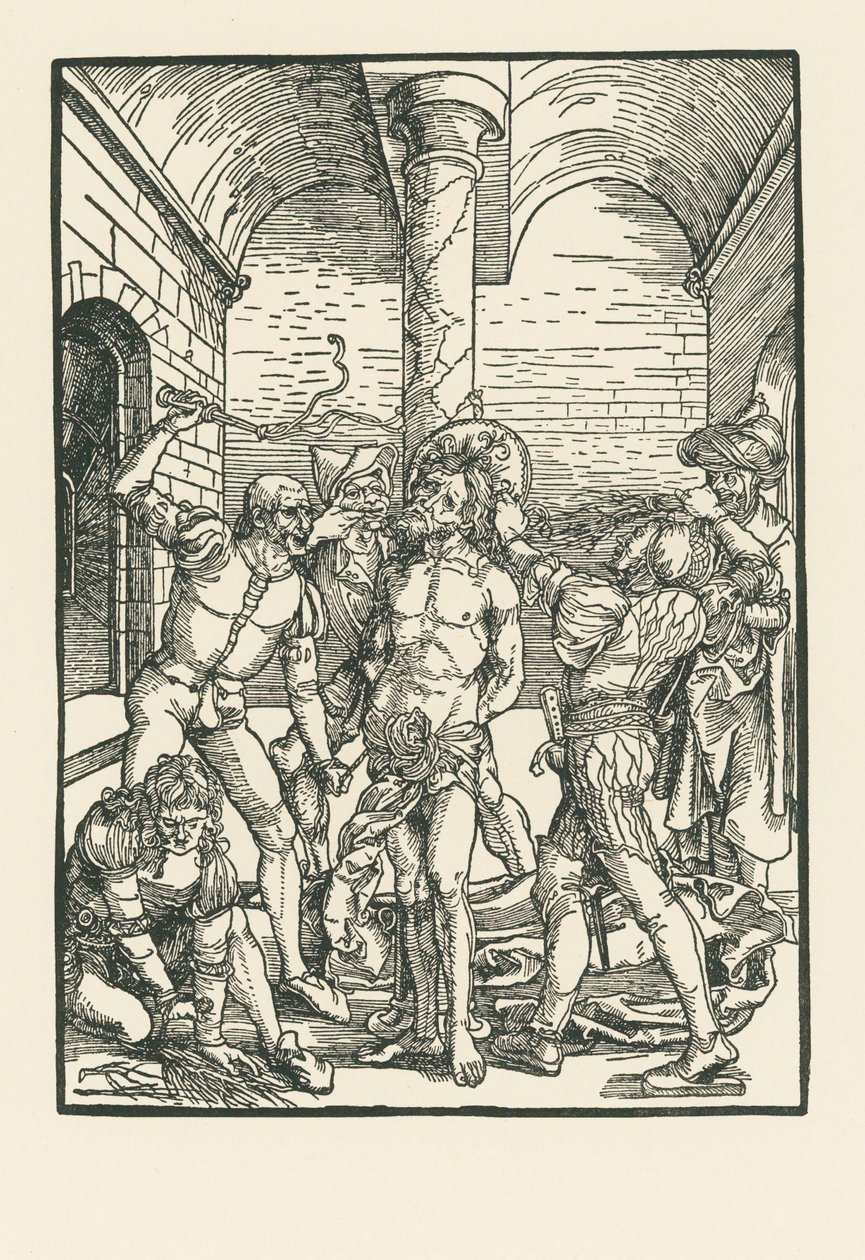 Ruoskanleikkaus, noin 1500 (puupiirros) tekijältä Albrecht Dürer or Duerer