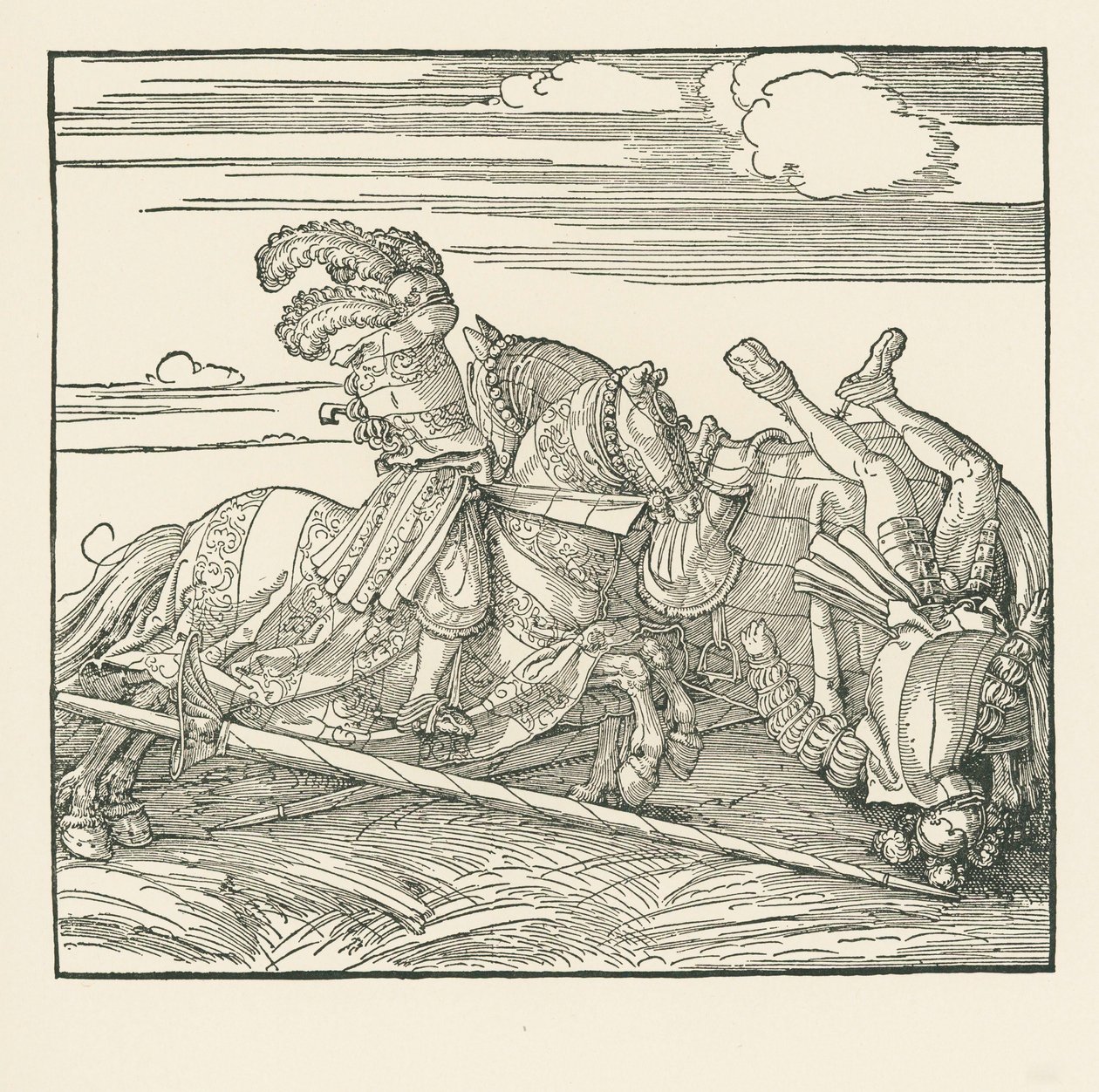 Saksalainen turnaus, noin 1517-18 (puupiirros). tekijältä Albrecht Dürer or Duerer