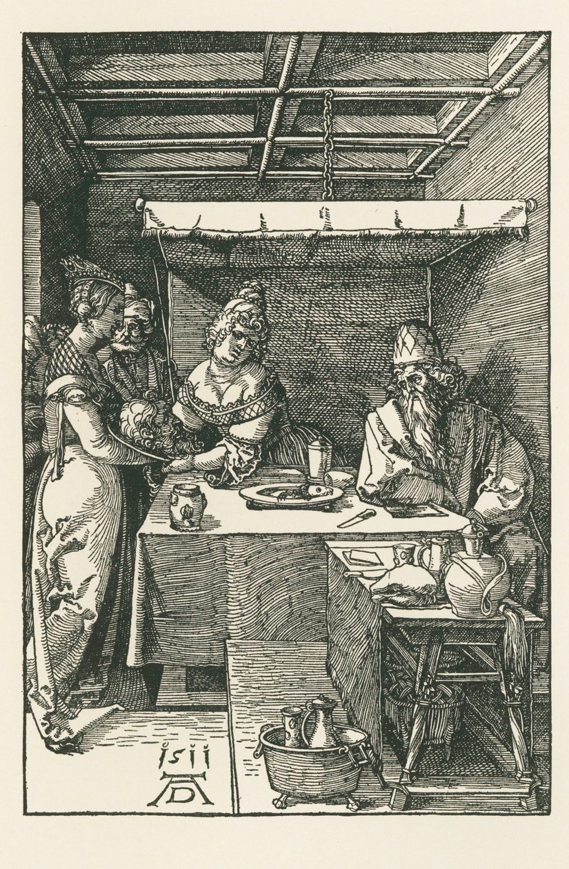 Johannes Kastajan pää tuodaan Herodeksen luo. tekijältä Albrecht Dürer or Duerer