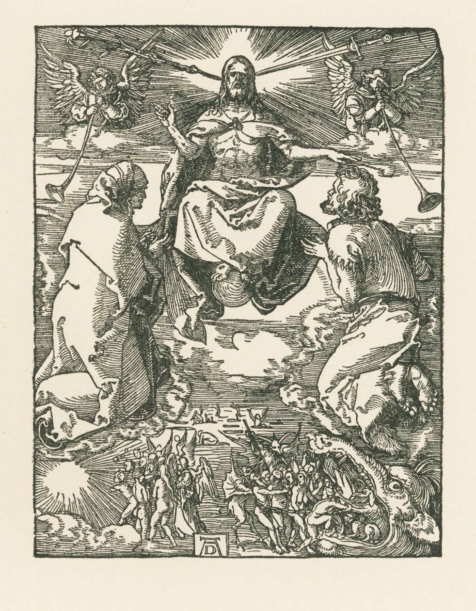 Viimeinen tuomio, noin 1510 (puupiirros) tekijältä Albrecht Dürer or Duerer