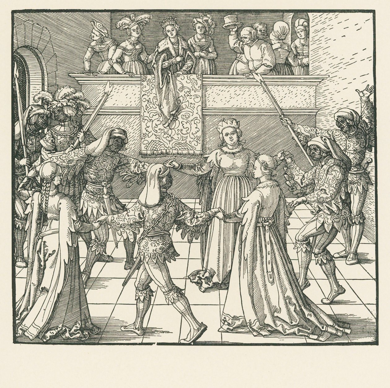 Naamiaiset (puupiirros) tekijältä Albrecht Dürer or Duerer