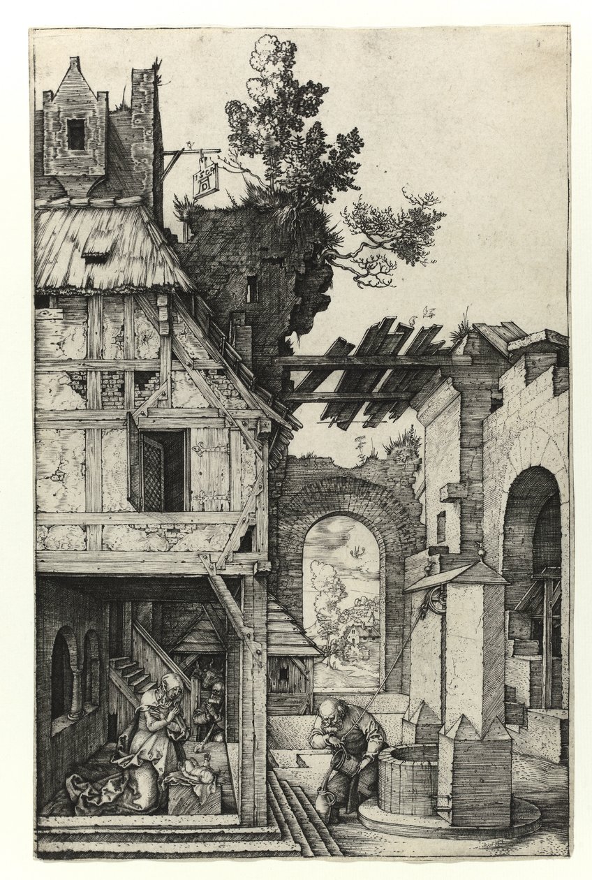 Syntymä, 1504 tekijältä Albrecht Dürer
