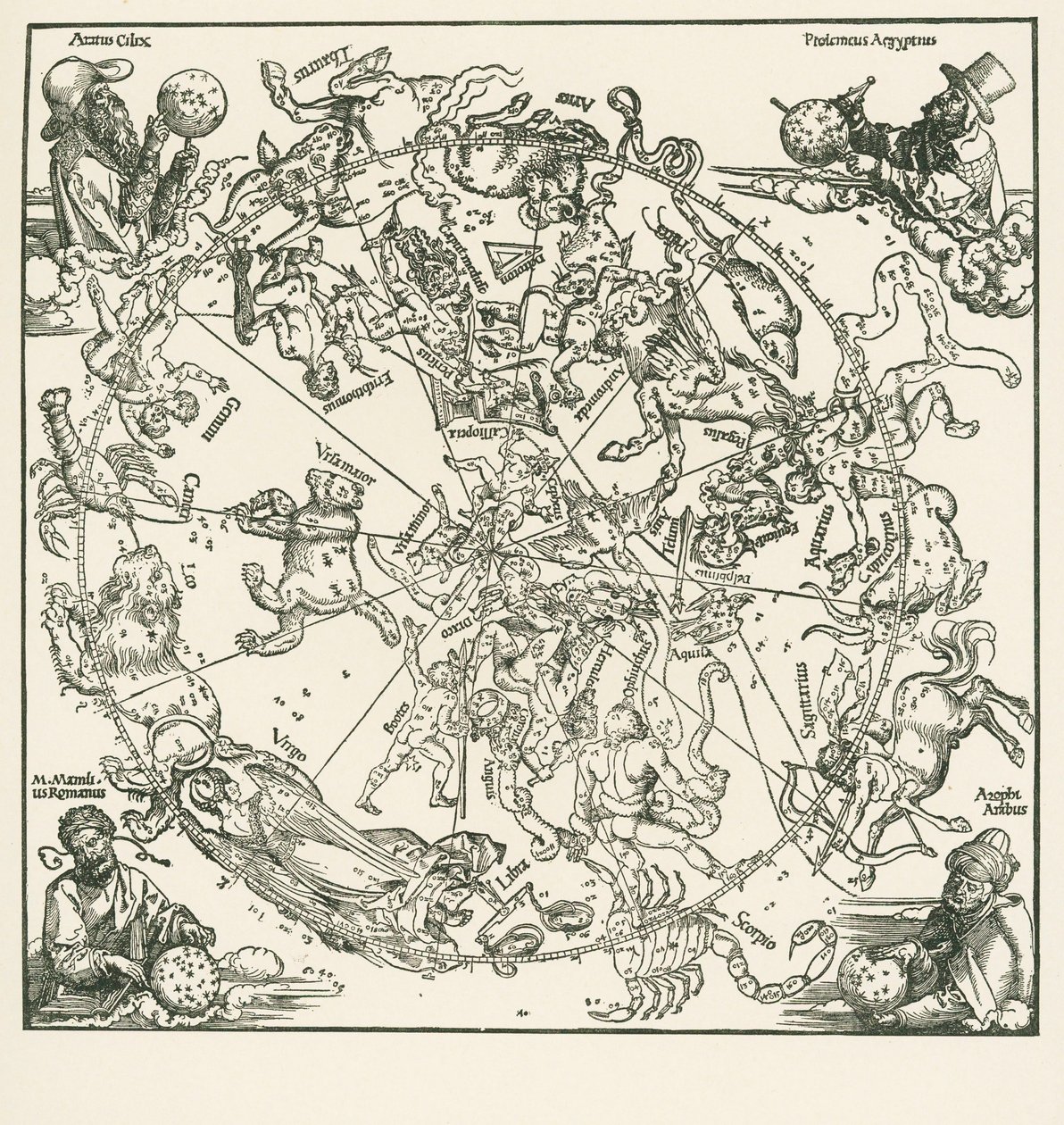 Taivaankehän pohjoinen pallonpuolisko tekijältä Albrecht Dürer or Duerer