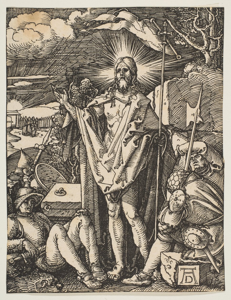 Ylösnousemus, pienestä kärsimyksestä, n. 1510 tekijältä Albrecht Dürer
