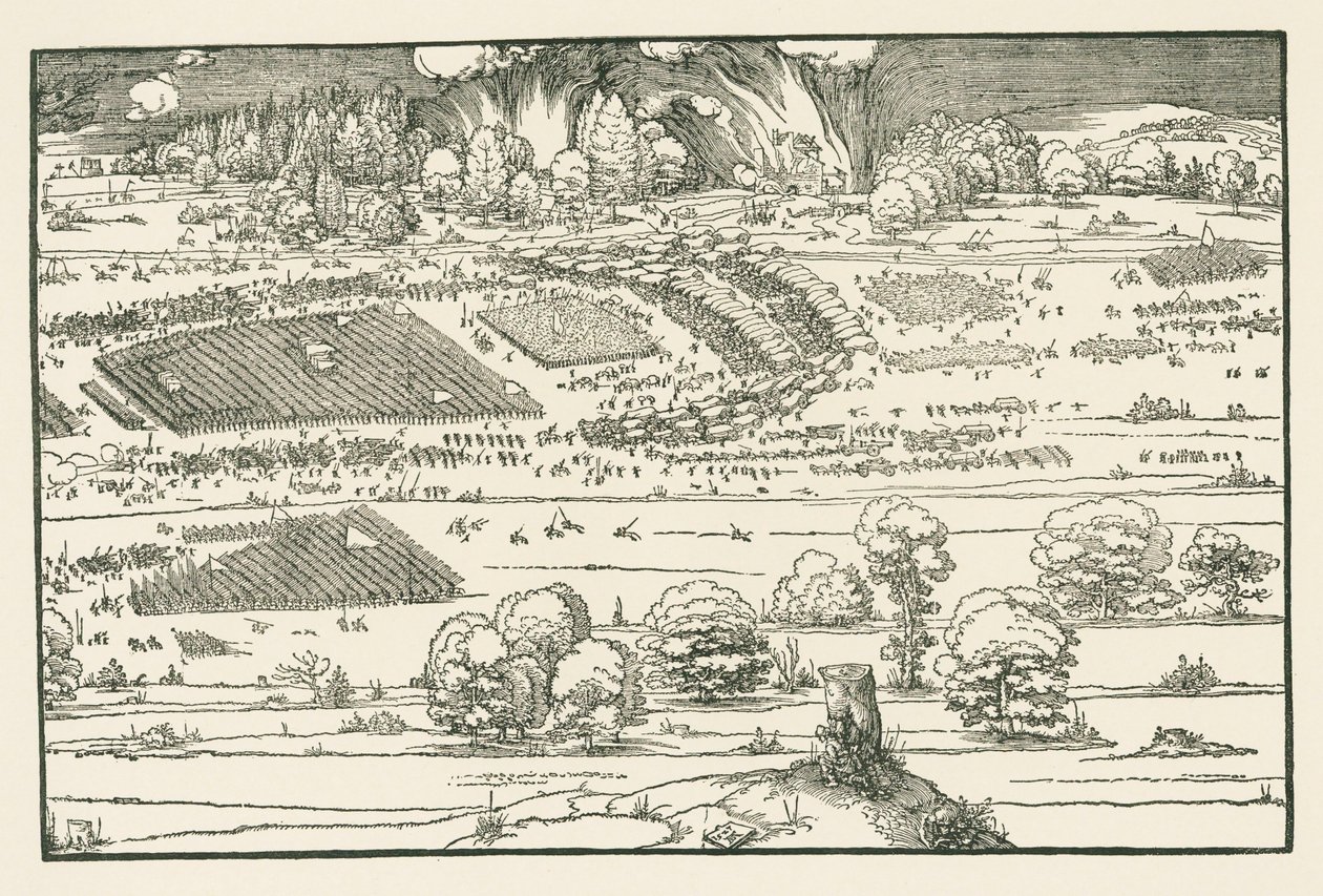Linnoituksen piiritys. Oikea lohko tekijältä Albrecht Dürer or Duerer