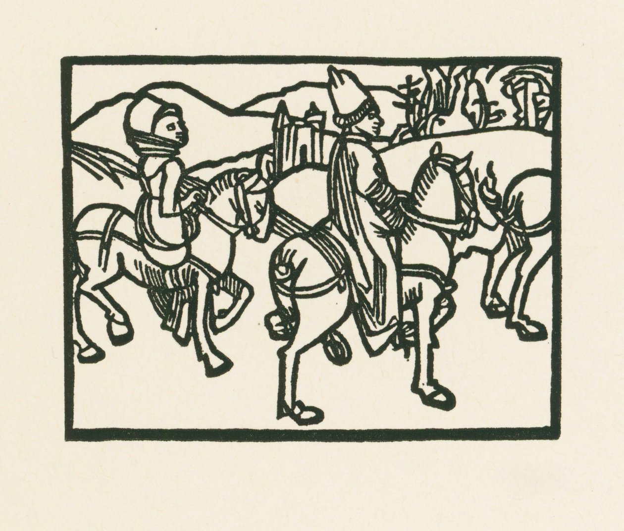 Prinssi hevosen selässä, noin 1489-90 (puupiirros). tekijältä Albrecht Dürer or Duerer