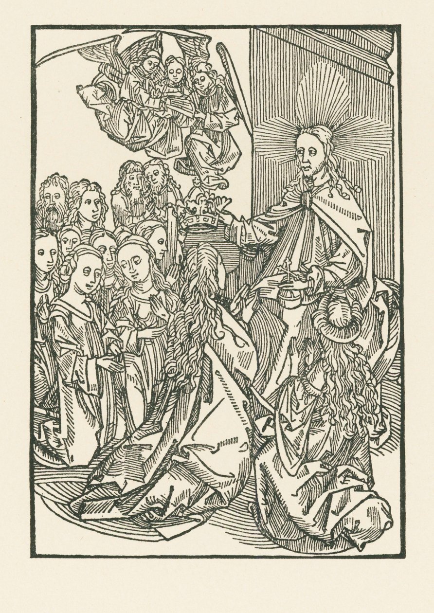 Valittujen palkinto, jota edustaa Marian kruunaaminen pyhimysten ympäröimänä. tekijältä Albrecht Dürer or Duerer