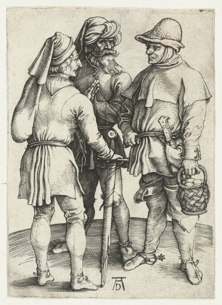 Kolme talonpoikaa keskustelussa, tekijältä Albrecht Dürer or Duerer
