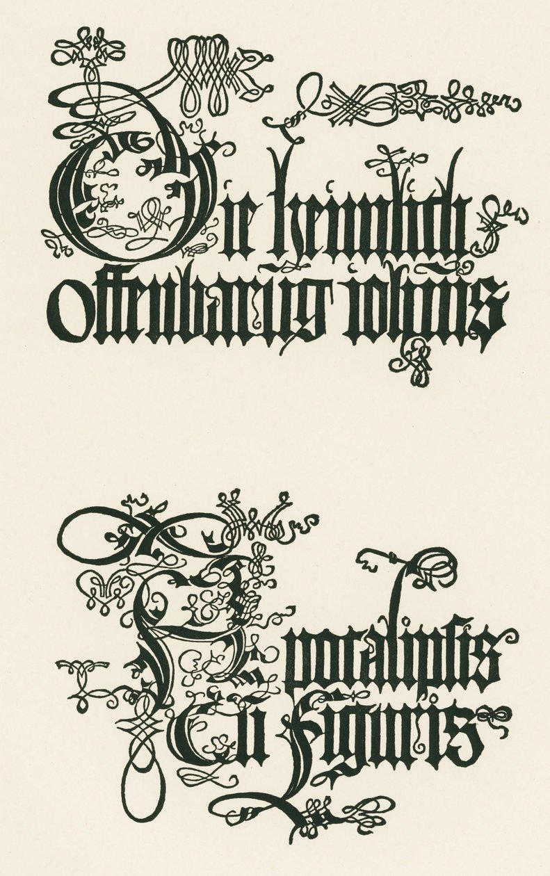 Vuoden 1498 saksankielisen painoksen nimi: ... tekijältä Albrecht Dürer or Duerer