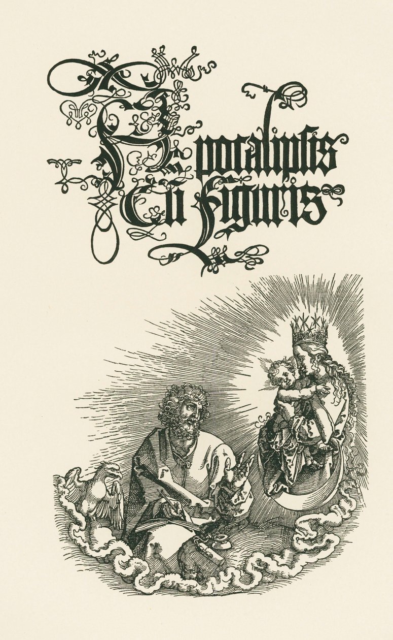 Vuoden 1511 toisen latinankielisen painoksen nimiölehti (puupiirros). tekijältä Albrecht Dürer or Duerer