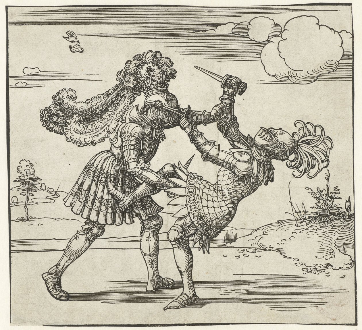Kaksi ritaria taistelee tekijältä Albrecht Dürer or Duerer