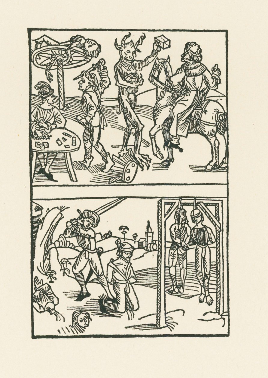 Puupiirros " Wie der Würffel auff ist Kumen " tekijältä Albrecht Dürer or Duerer