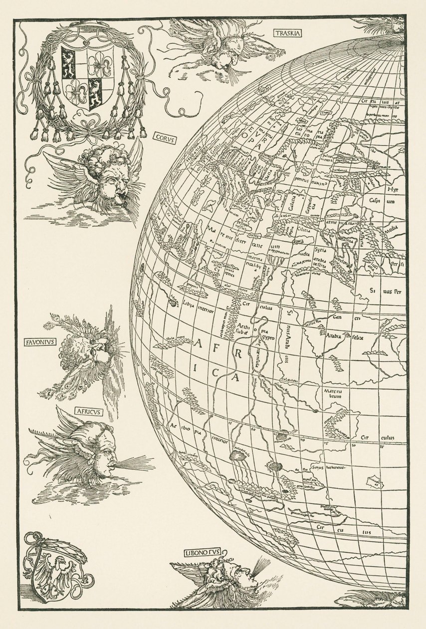 Johannes Stabiuksen maailmankartta tekijältä Albrecht Dürer or Duerer