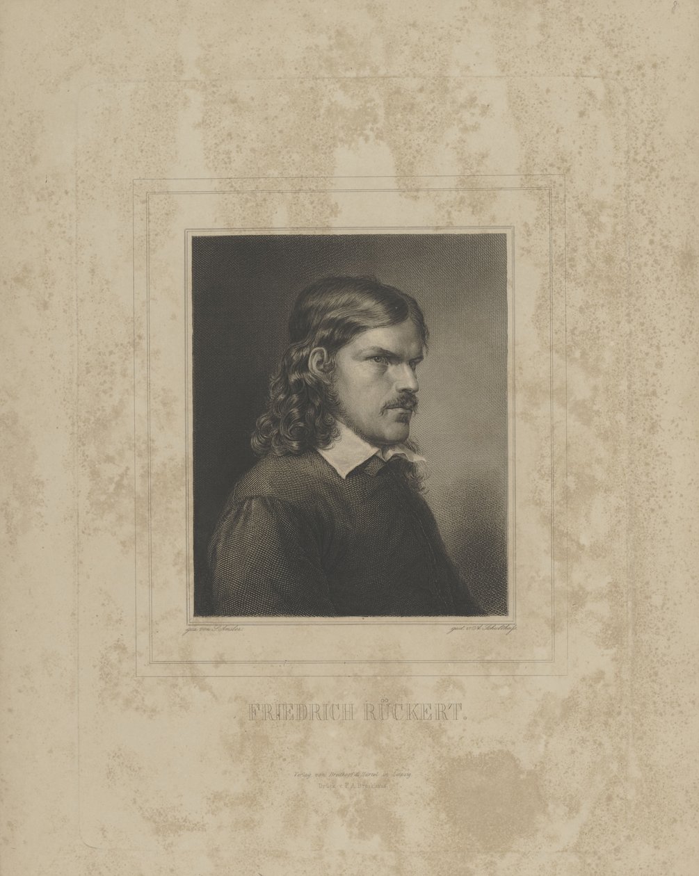 Friedrich Rueckertin muotokuva 1788-1866, 1840-luku. tekijältä Albrecht Fürchtegott Schultheiss