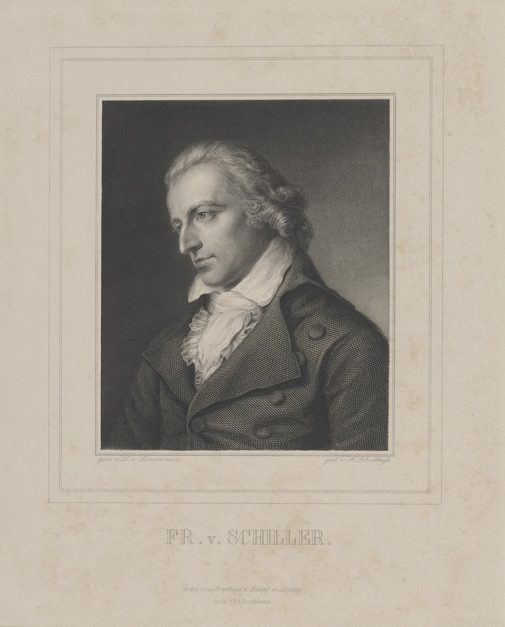 Friedrich von Schillerin muotokuva 1759-1805, n. 1840 tekijältä Albrecht Fürchtegott Schultheiss