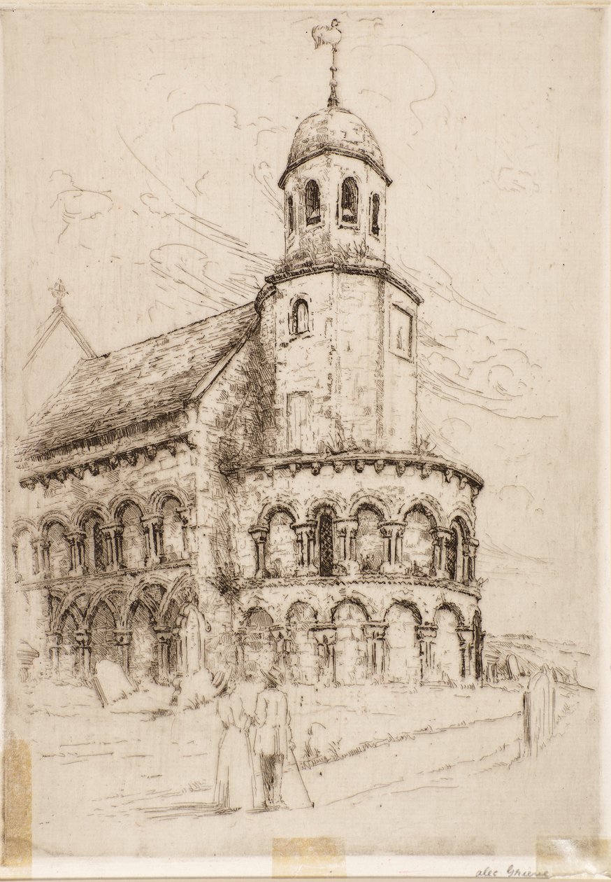 Leucharsin kirkko (Norman Apse) (etsaus) tekijältä Alec Grieve