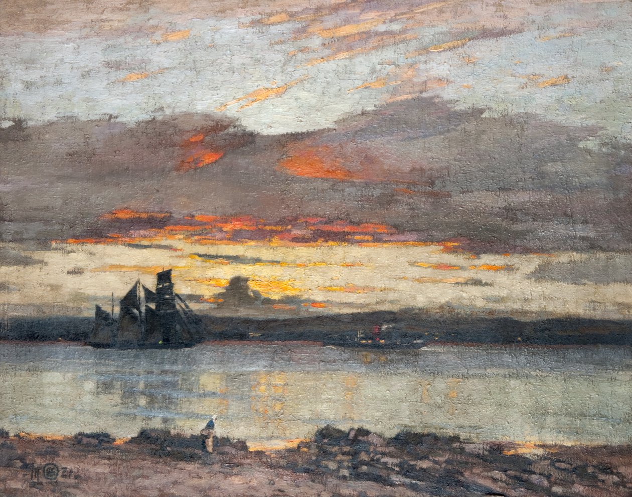 Auringonlasku Taylla [Näkymä Dundeeen] tekijältä Alec Grieve