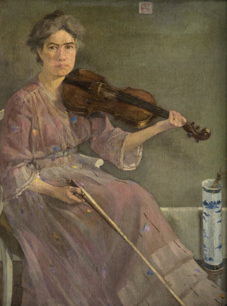 Taiteilijan vaimo, 1900-luku (öljy kankaalle) tekijältä Alec Grieve