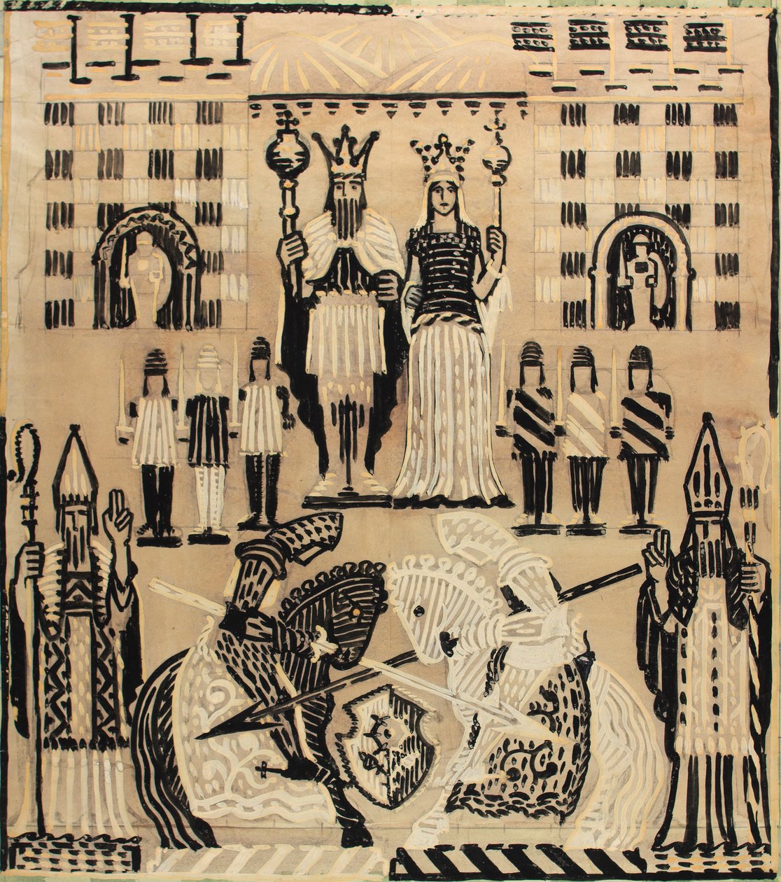 Royal Joisting, maaliskuu 1928 (guassi paperilla) tekijältä Alec Hunter