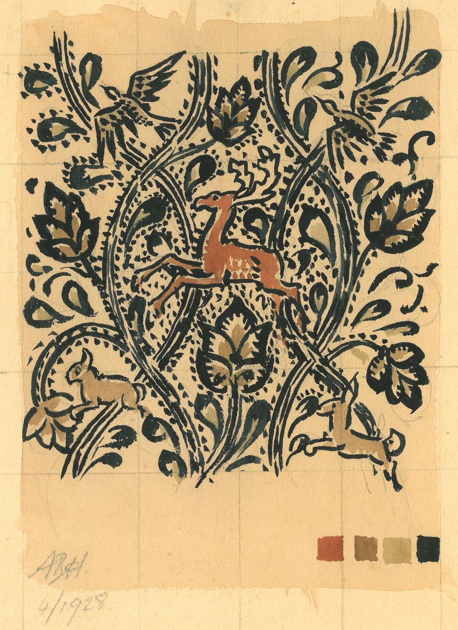Wood Life, huhtikuu 1928 (guassi paperille) tekijältä Alec Hunter
