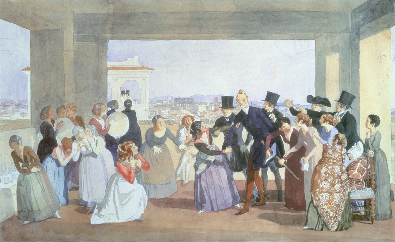 Lokakuun juhla Roomassa, 1842 (wc paperilla) tekijältä Aleksander Ivanov