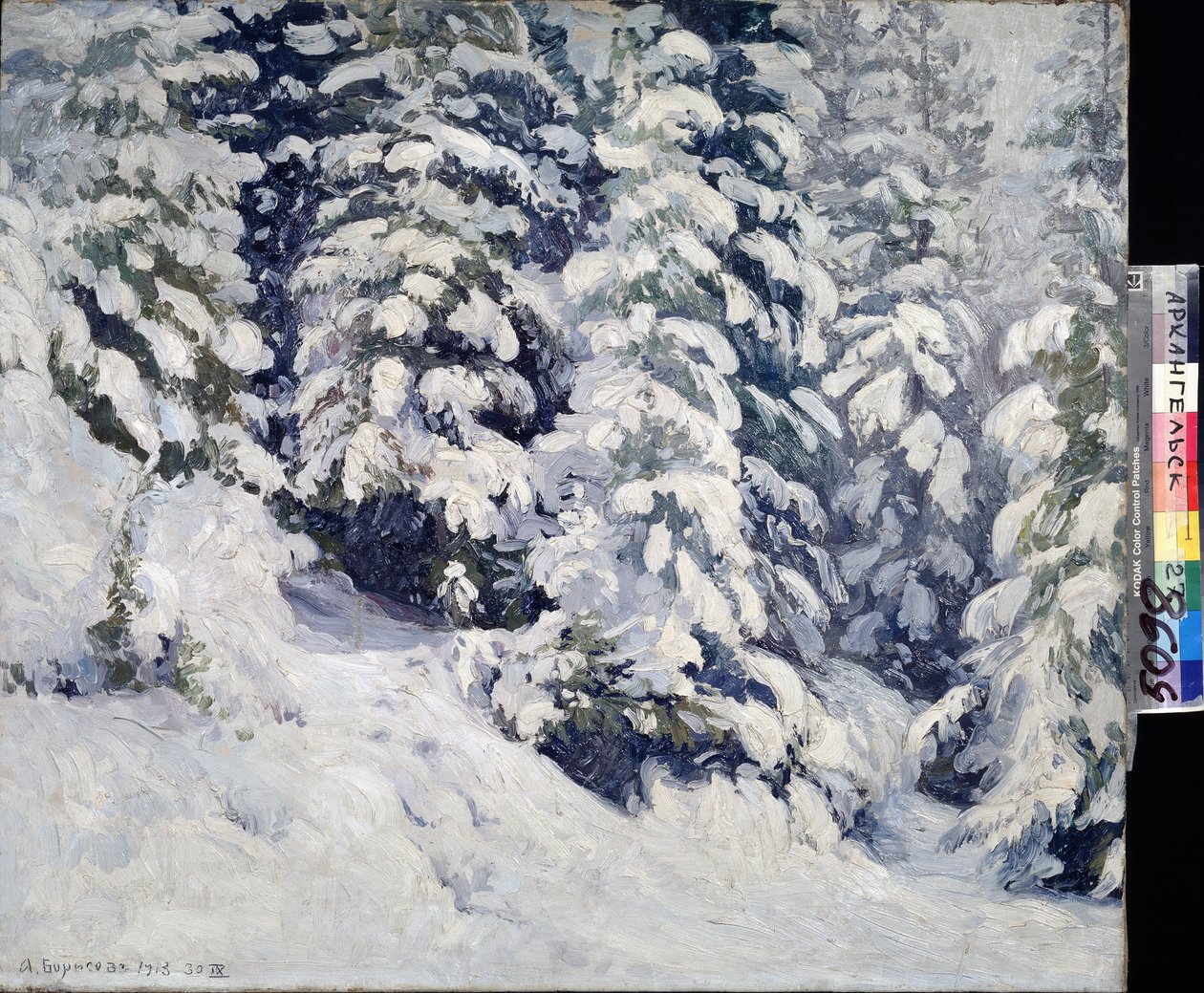Metsää talvella. Aleksandr Aleksejevitš Borisovin (1866-1934) maalaus. Öljy kankaalle, 78 x 90 cm tekijältä Aleksandr Alekseevich Borisov