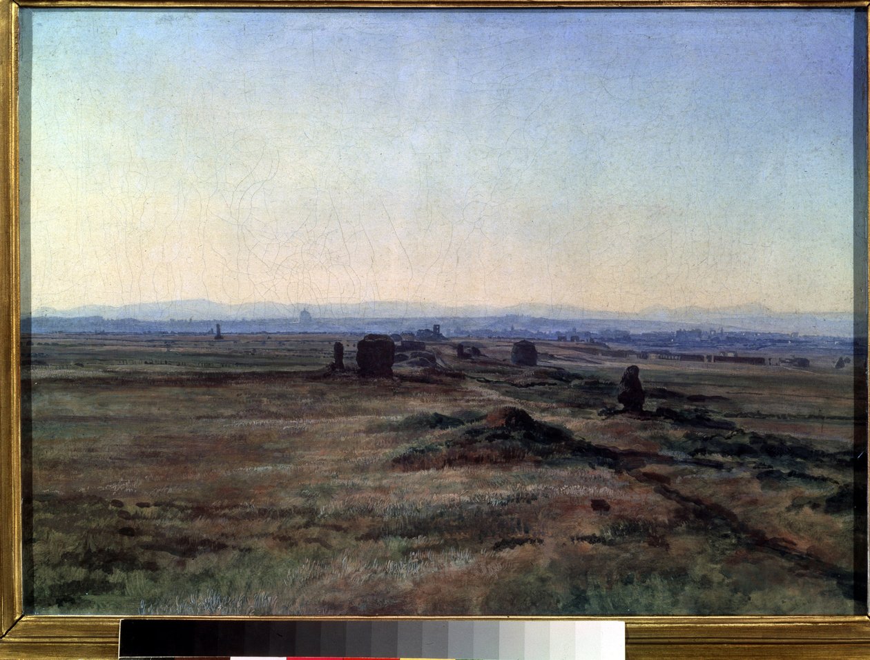 ""Näkymä Via Appialle (Appian Way) auringonlaskun aikaan"" Aleksanteri Ivanovin (1806-1858) maalaus 1845 Valtion Tretjakovin galleria, Moskova tekijältä Aleksandr Andreevich Ivanov