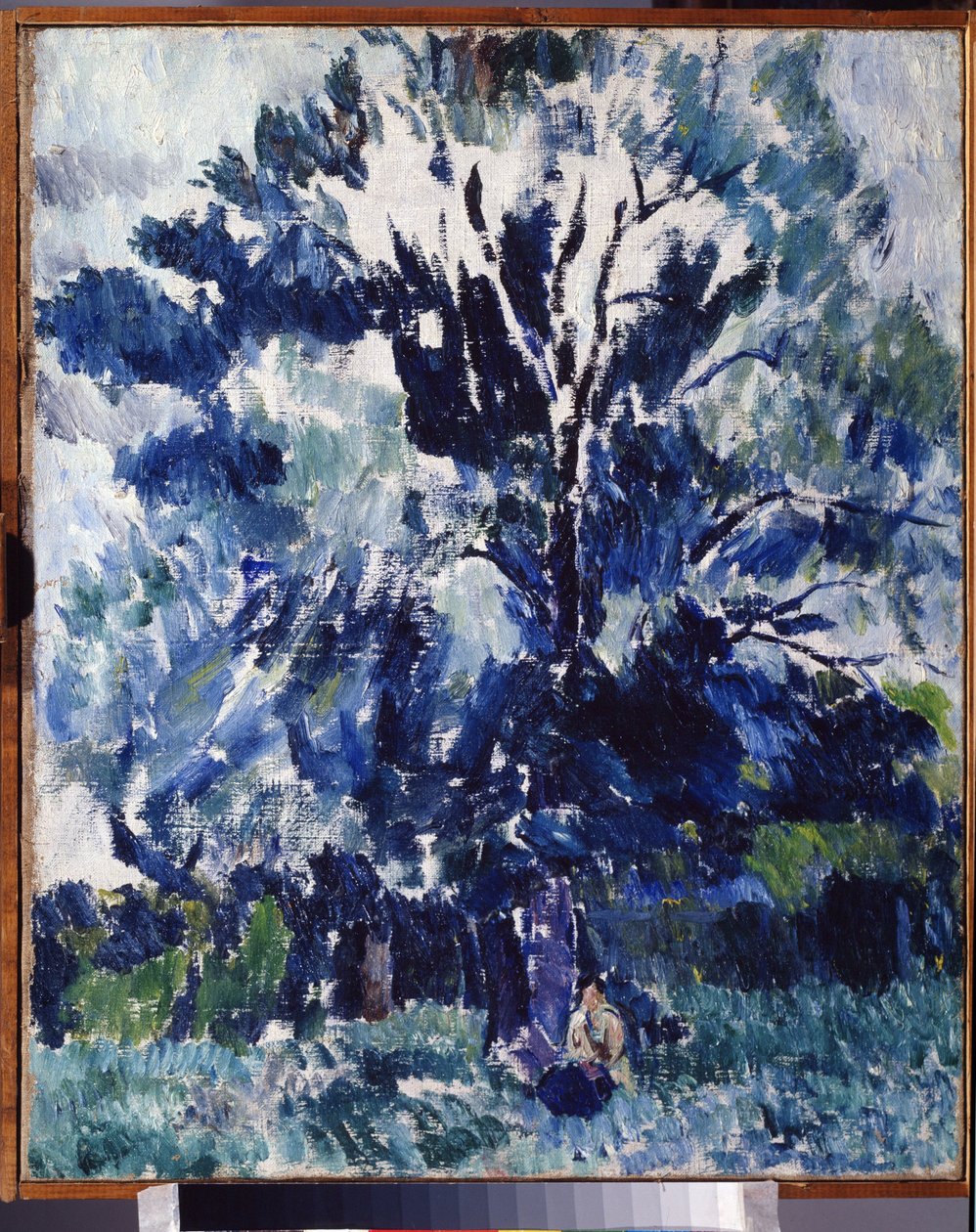 ""Maaseutu. Puun alla"" Alexander Davidovich Drevinin (1889-1938) maalaus 1923 Alueellinen taidemuseo, Kaluga tekijältä Aleksandr Davidovic Drevin