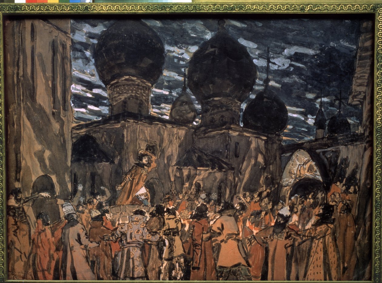 Lavastus Nicholas Rimsky-Korsakovin (1844-1908) oopperaan Pihkovan neito (N. Rimski-Korsakovin Pihkovan neito-oopperan lavastus) Aleksanteri Jakovlevich Golovinin teoksia (Al tekijältä Aleksandr Jakovlevic Golovin