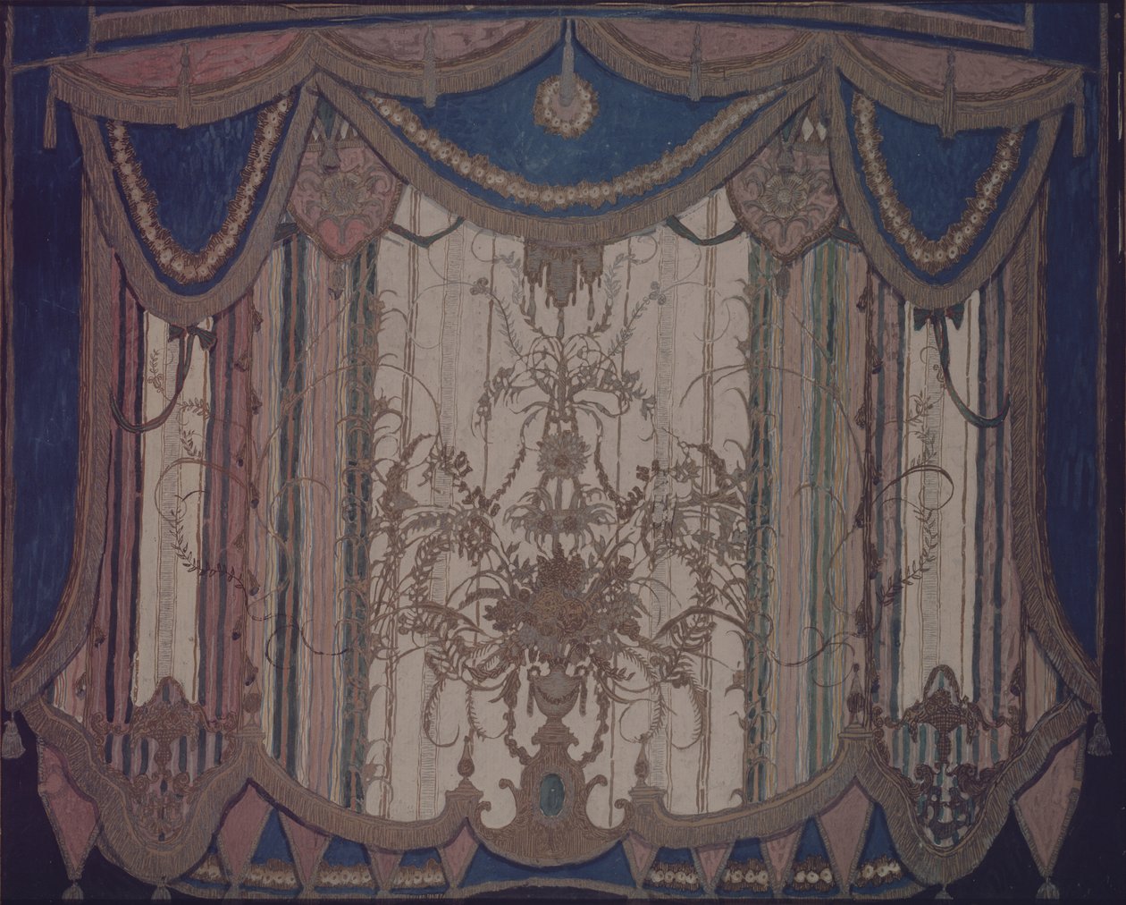 Verhon suunnittelu M. Lermontovin teatterinäytelmään The Masquerade, 1917 tekijältä Aleksandr Jakovlevic Golovin