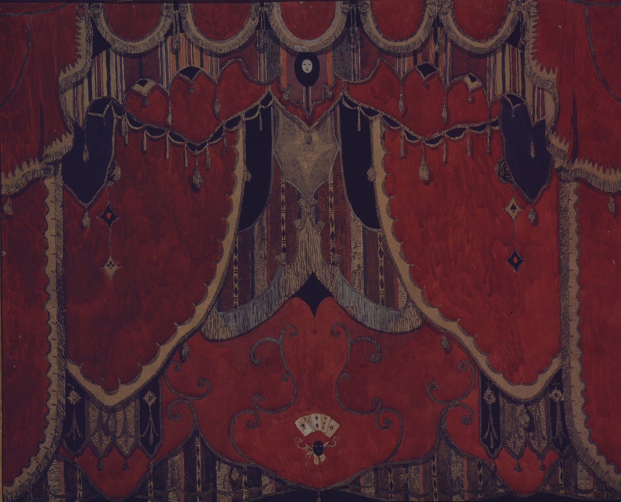 Pääverhon suunnittelu M. Lermontovin teatterinäytelmään The Masquerade, 1917 tekijältä Aleksandr Jakovlevic Golovin