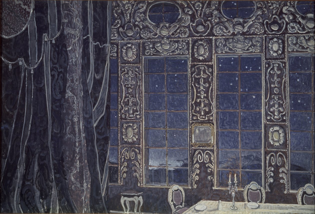 Lavastus J.-B.-näytelmään Don Juan. Molliére, 1910 tekijältä Aleksandr Jakovlevic Golovin