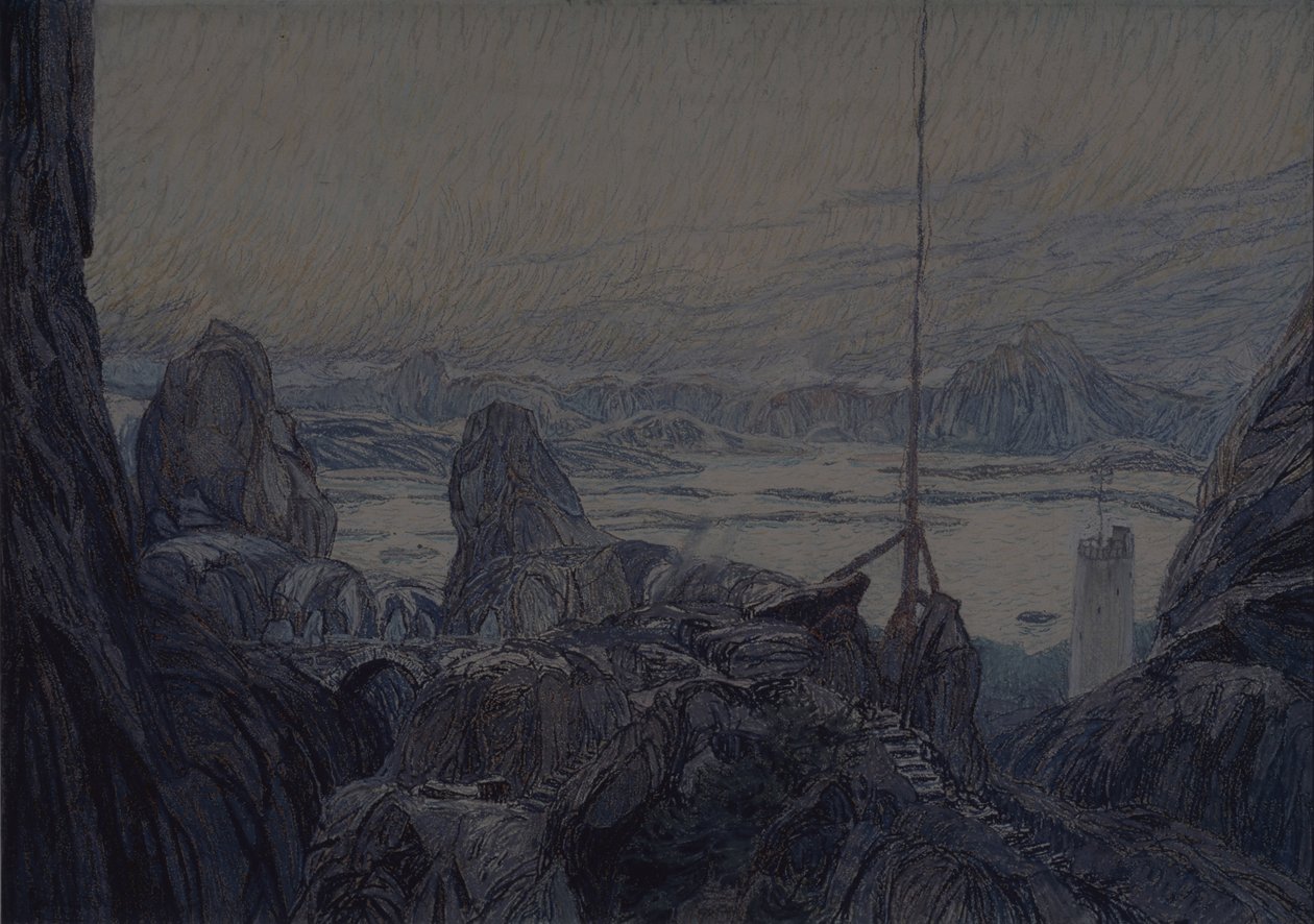 Lavastus H. Ibsenin teatterinäytelmään The Lady from the Sea, 1905 tekijältä Aleksandr Jakovlevic Golovin