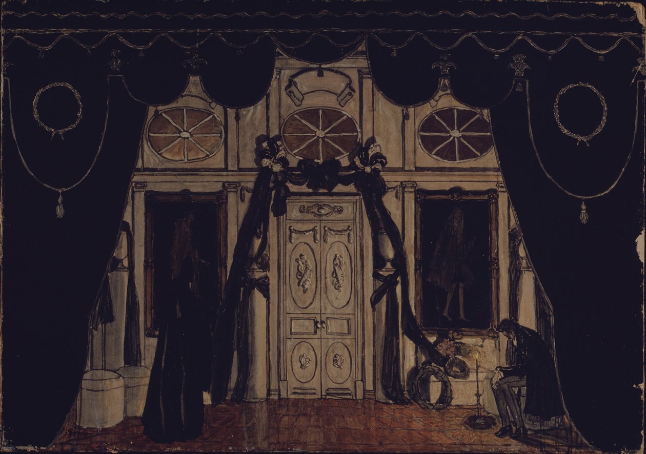 Lavastus M. Lermontovin teatterinäytelmään The Masquerade, 1917 tekijältä Aleksandr Jakovlevic Golovin