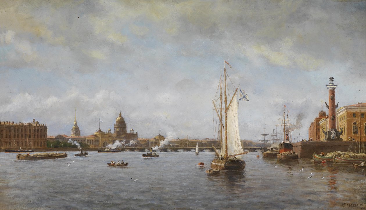 Näkymä Nevalle Vasiljevskin saarella, 1898 tekijältä Aleksandr Karlovich Beggrov