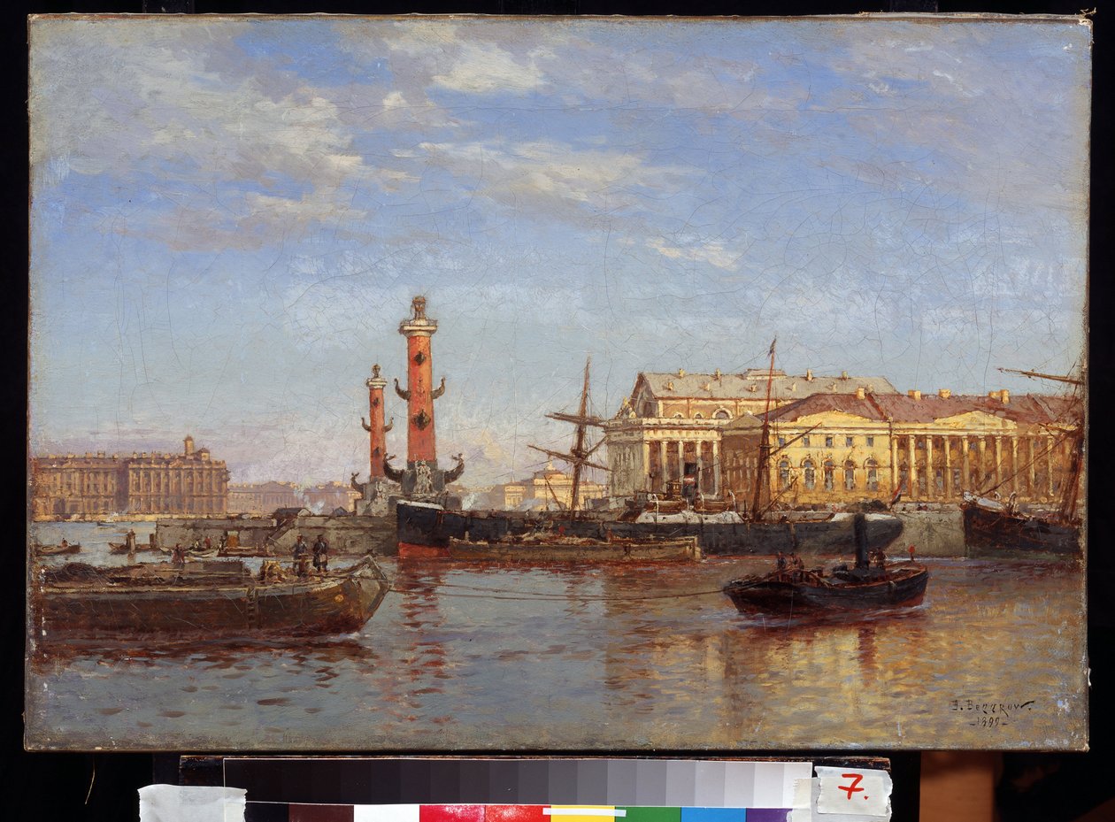 Näkymä Pietariin Nevasta. (Näkymä Pietariin Nevasta). Alexander Karlovich Beggrovin (1841-1914) maalaus. Öljy kankaalle, 46 x 65 cm tekijältä Aleksandr Karlovich Beggrov