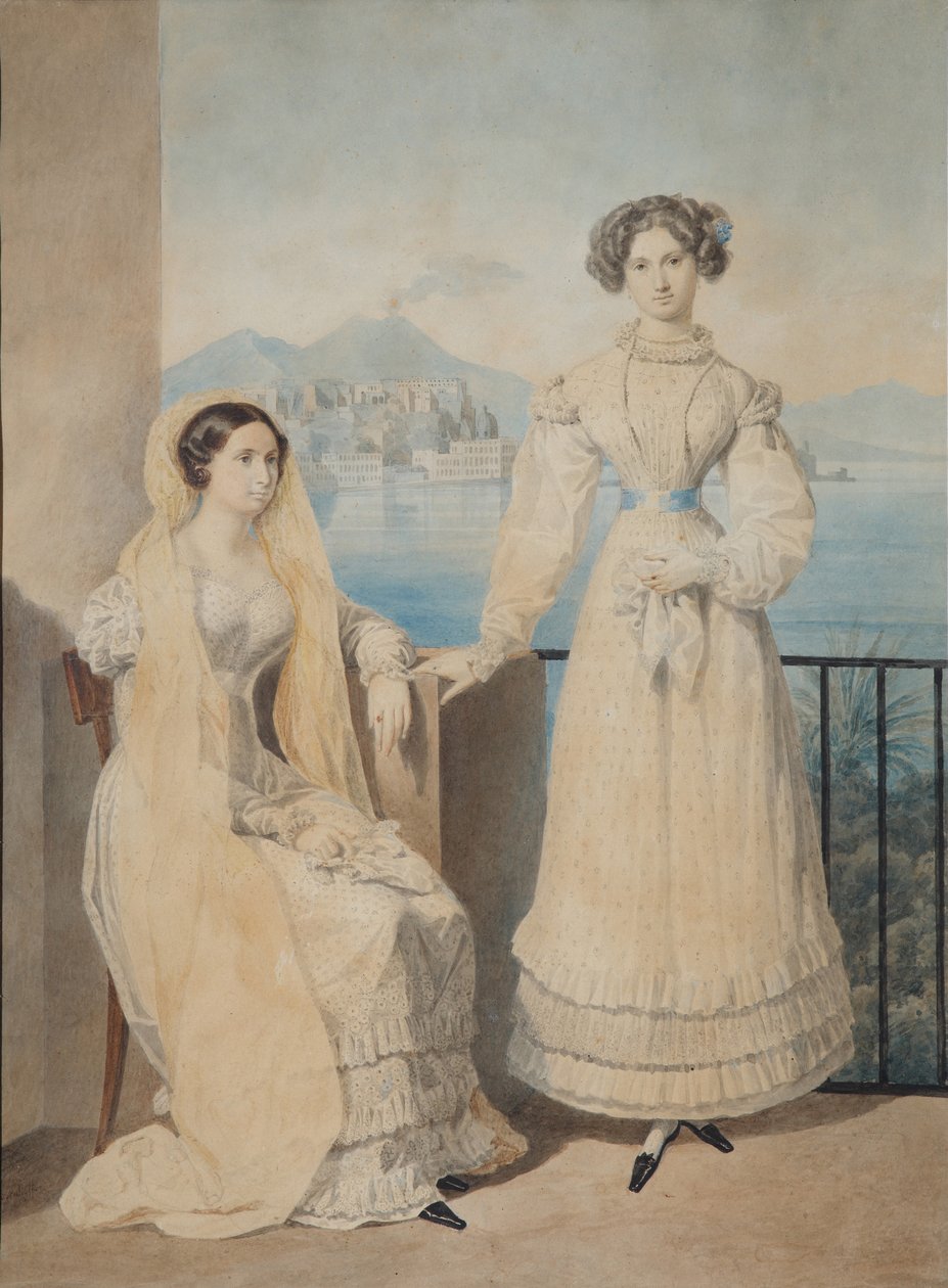 Muotokuva sisaruksista kreivitäristä Dorotheasta 1804-1863 ja Catherinesta 1803-1888 von Tiesenhausenista, 1825 tekijältä Aleksandr Pavlovich Bryullov