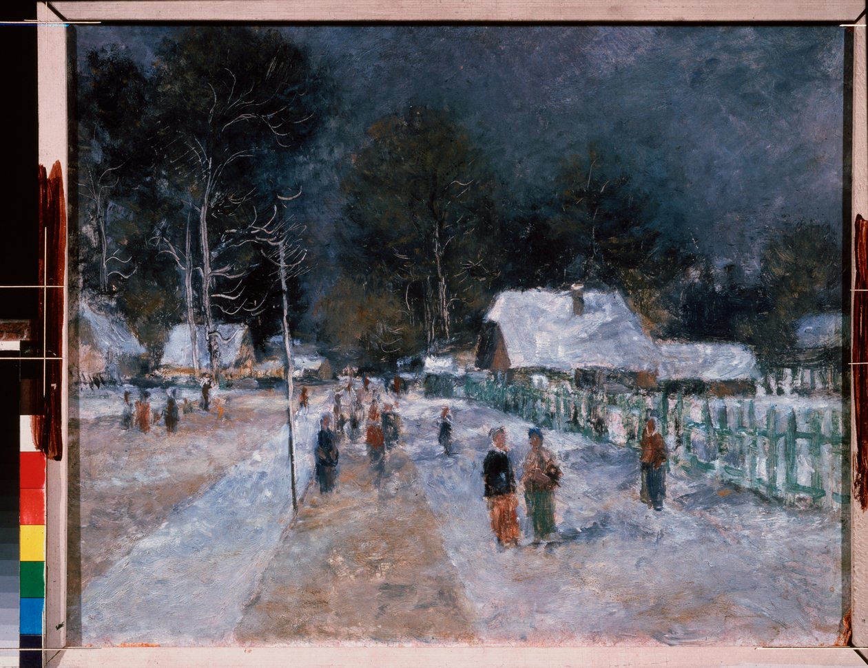 Talvi. Aleksanteri Vasiljevitš Shevchenkon (Aleksandri Ševtšenko) (1883-1948) työ, öljy pahville tekijältä Aleksandr Vasilievich Shevchenko