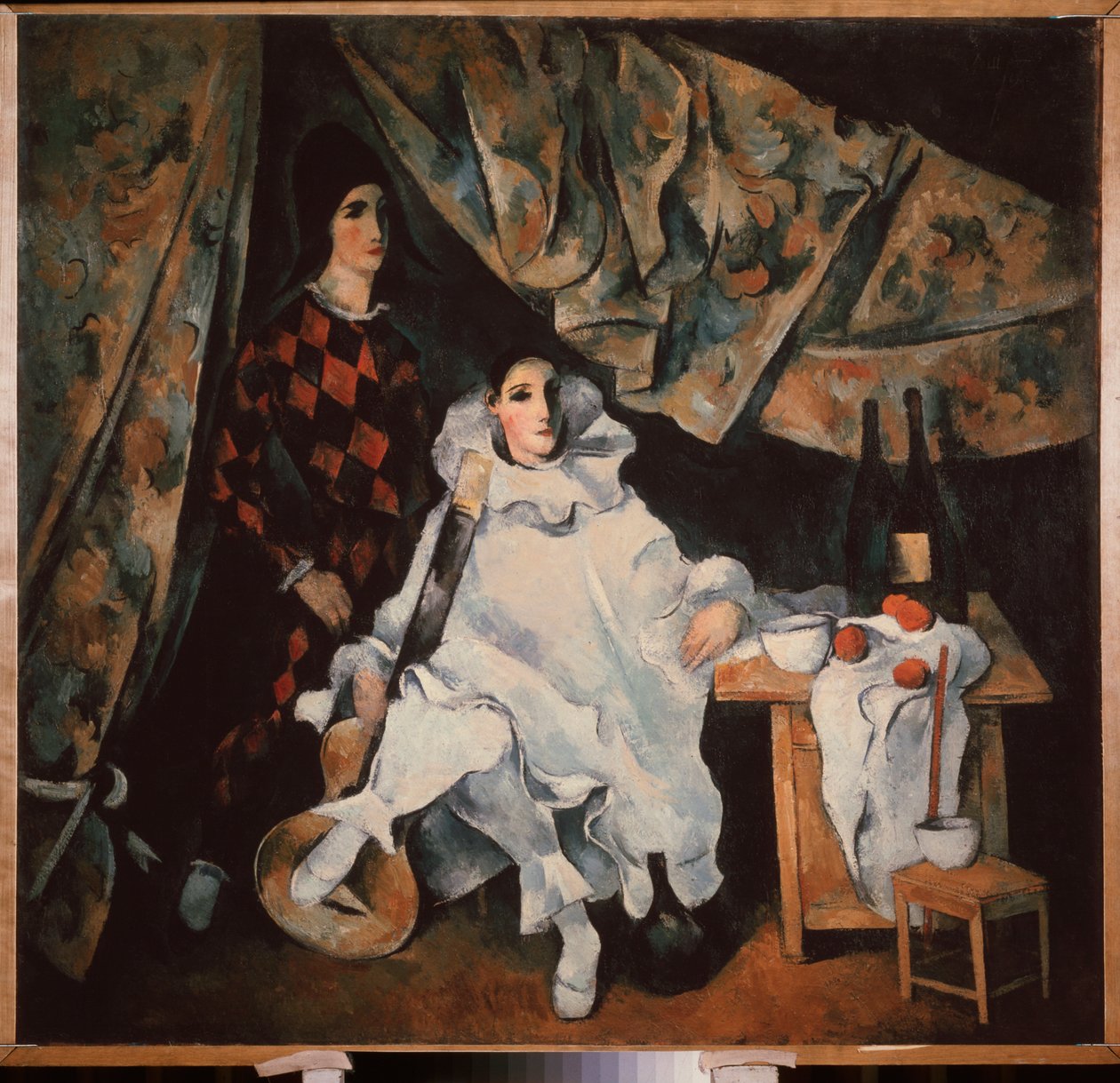 Cyranon jongleerauksen veljekset. (Pierrot- ja Harlequin-asussa). Aleksandr Vasilyevich Shevchenkon (Aleksandri Ševtšenko) maalaus (1883-1948), öljy kankaalle tekijältä Aleksandr Vasilievich Shevchenko